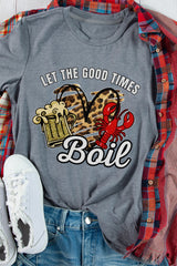 Gray Let The Good Times Boil Crawfish Leopard Heart Graphic Tee Graphic Tees JT's Designer Fashion