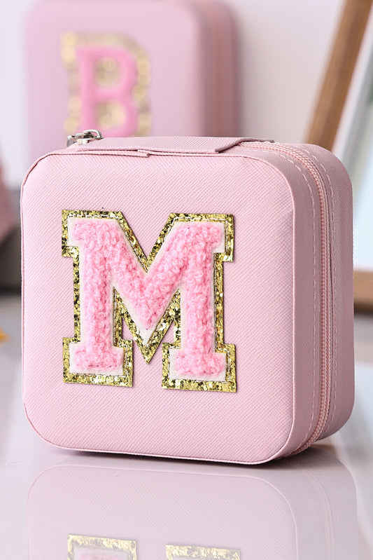 Pink Initial M Chenille Square Jewelry Box Other Accessories JT's Designer Fashion