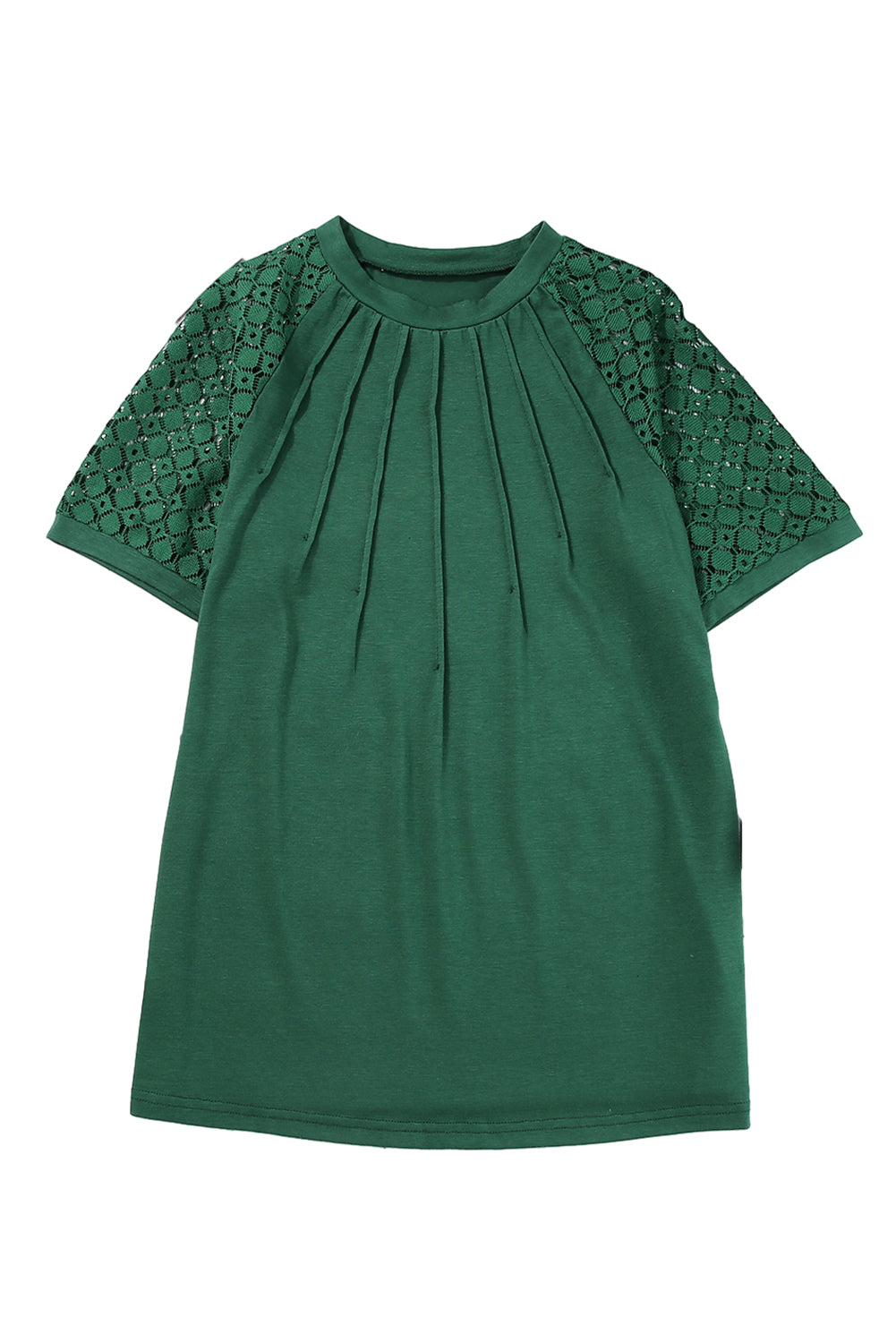 Blackish Green Seamed Detail Contrast Lace Raglan Sleeve Tee Pre Order Tops JT's Designer Fashion