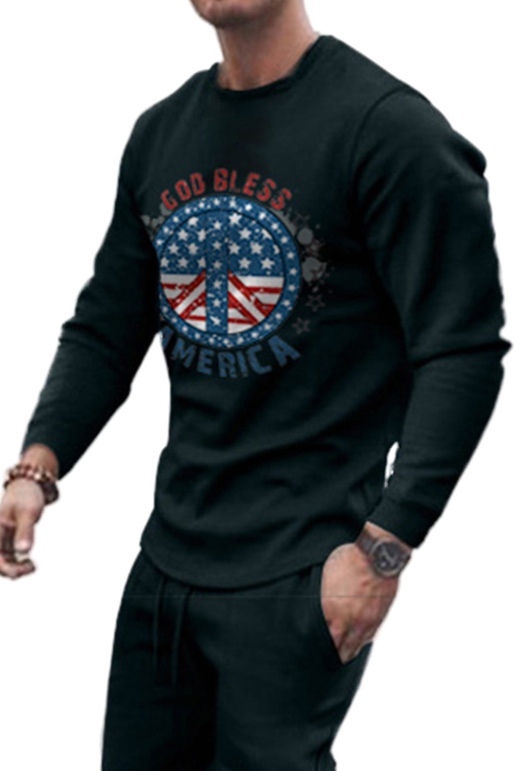 Men's US Flag Letter Graphic Print Sweatshirt and Sweatpants Set Men's Tops JT's Designer Fashion