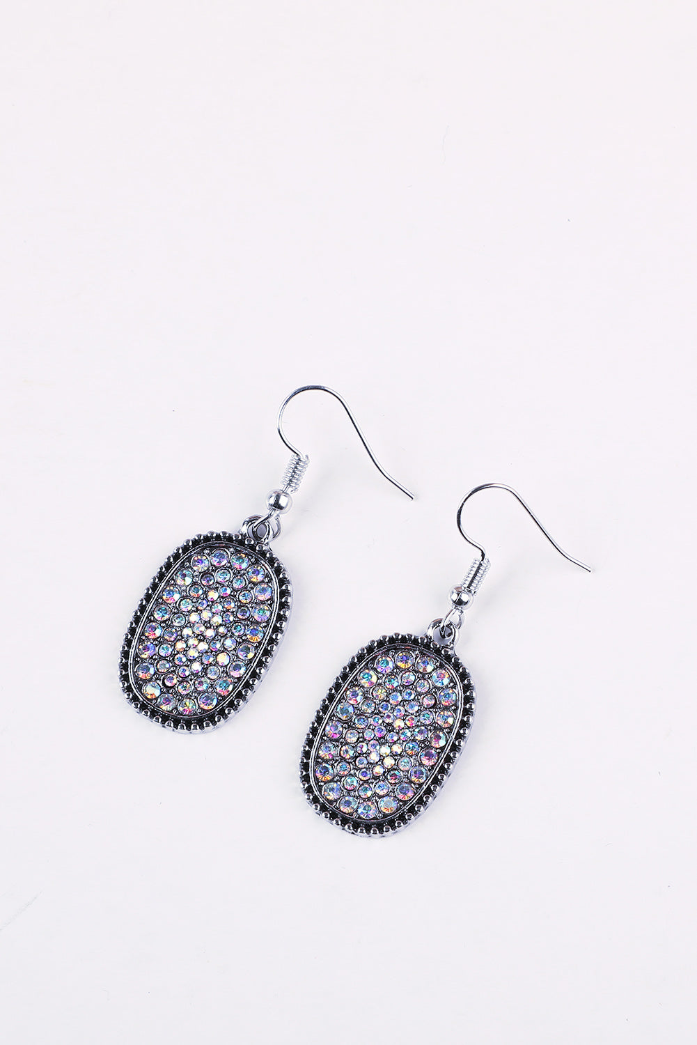 Multicolor Full Diamond Antique Silver Hook Earrings Jewelry JT's Designer Fashion