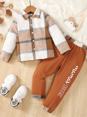 Color Block Button Up Top and Pants Set Ochre Boys JT's Designer Fashion