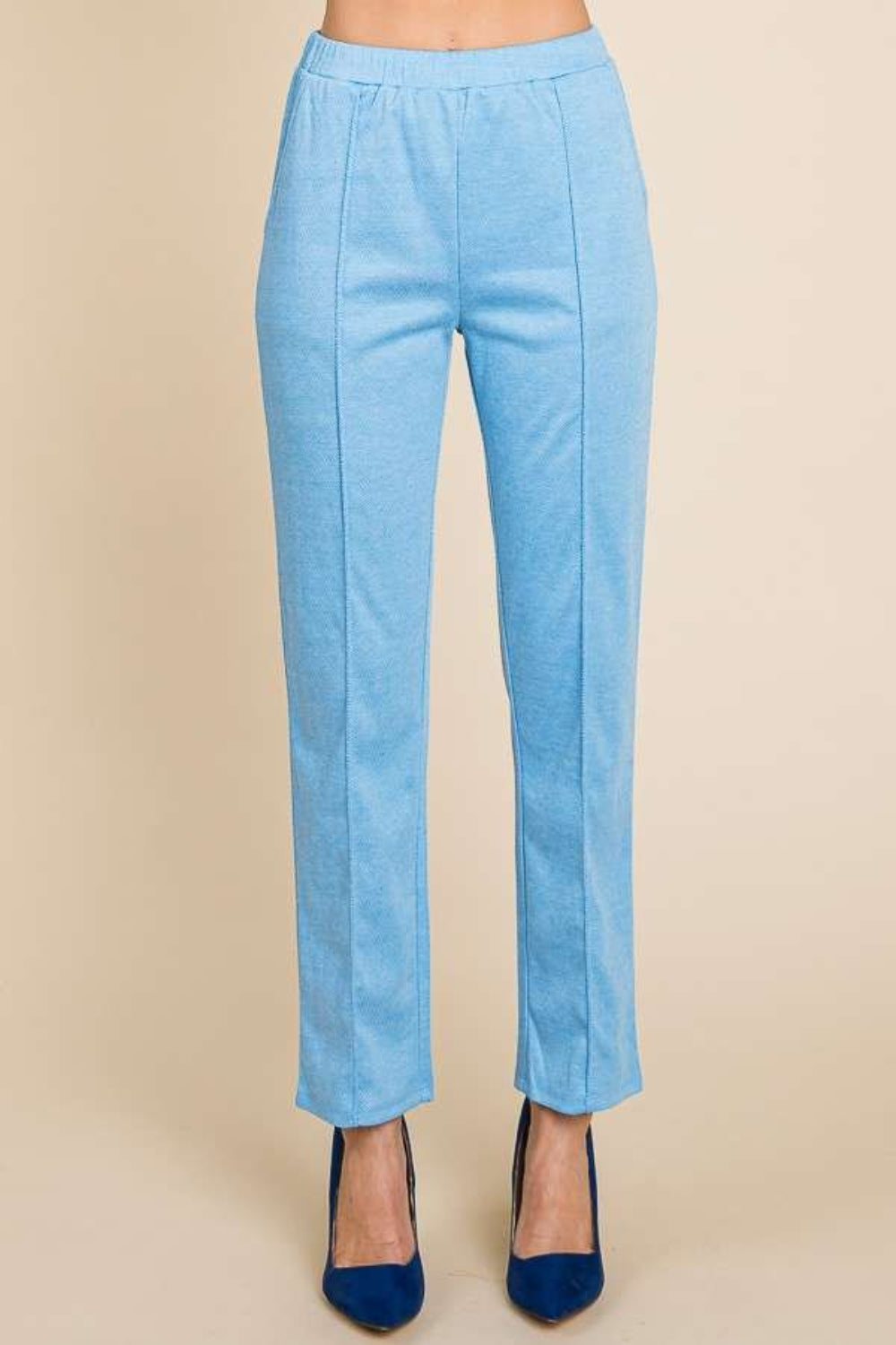 Pin Tuck Detail Slim Pants Pants & Culotte JT's Designer Fashion