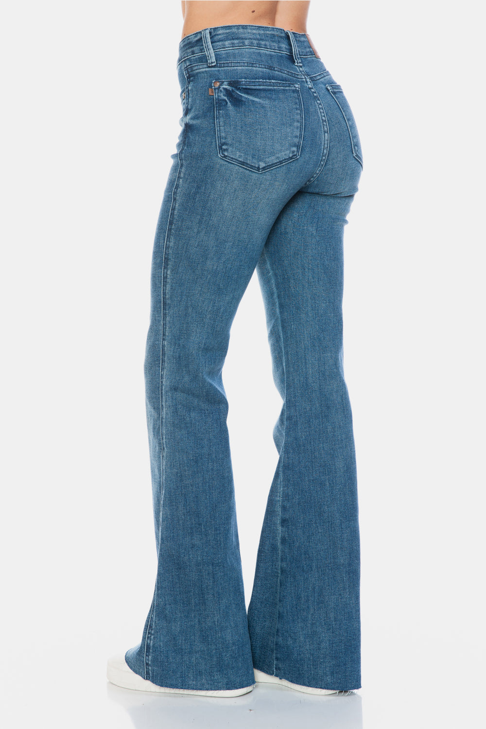 Judy Blue Full Size Tummy Control Cut Hem Flare Jeans Jeans JT's Designer Fashion