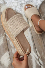 White Boho Woven Non-slip Wedge Slippers Slippers JT's Designer Fashion