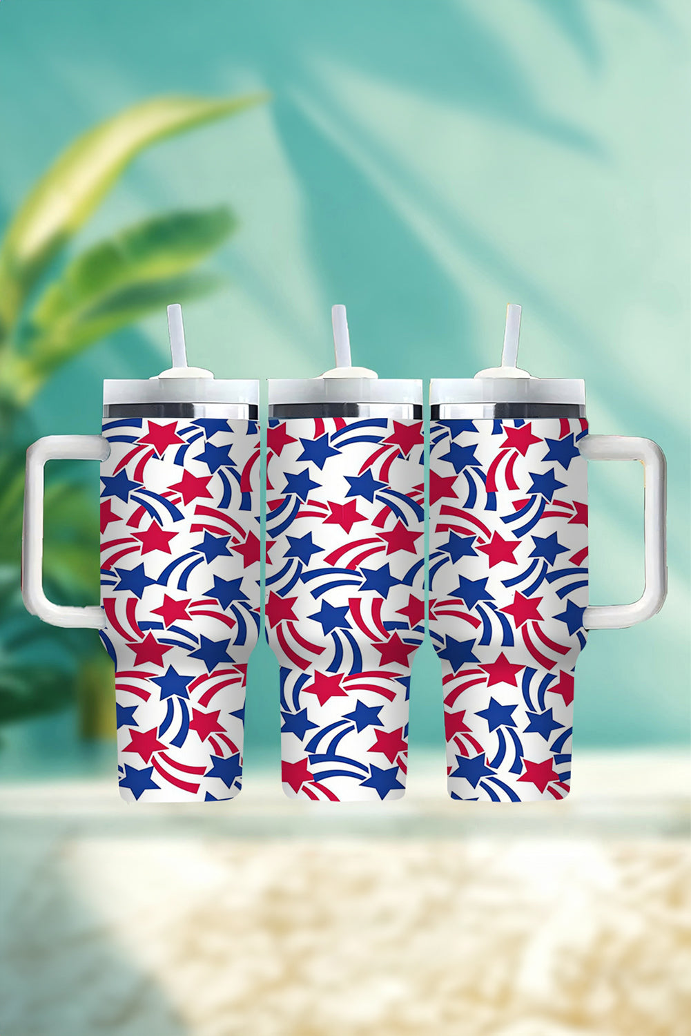 White American Stars Print Large Tumbler 40oz Tumblers JT's Designer Fashion
