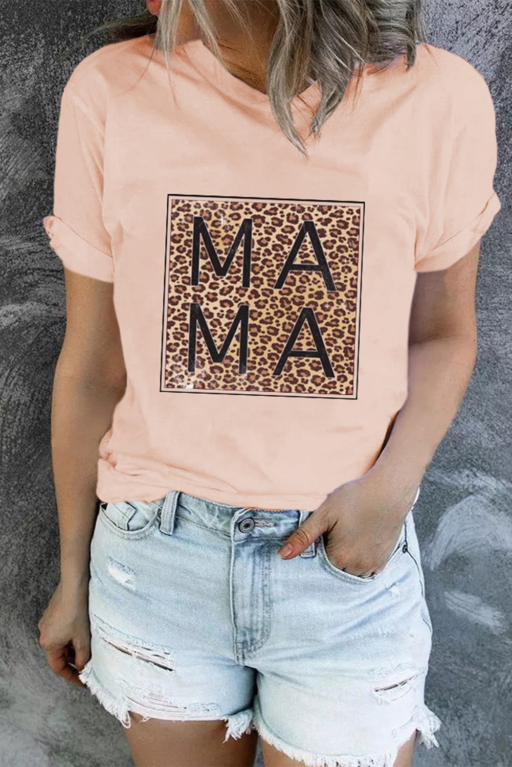 Pink Leopard Square MAMA Graphic T-shirt Graphic Tees JT's Designer Fashion