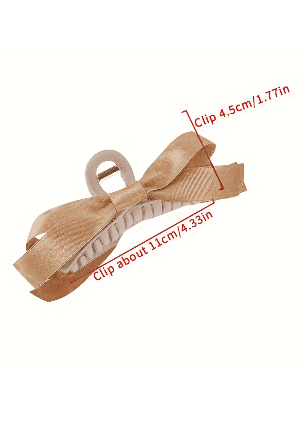 Light French Beige Bow Decor Large Hair Claw Clip Headwear JT's Designer Fashion