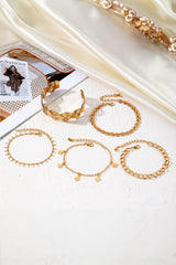 Gold Clover Charm Multi Layered Plated Adjustable Bracelet Set Jewelry JT's Designer Fashion