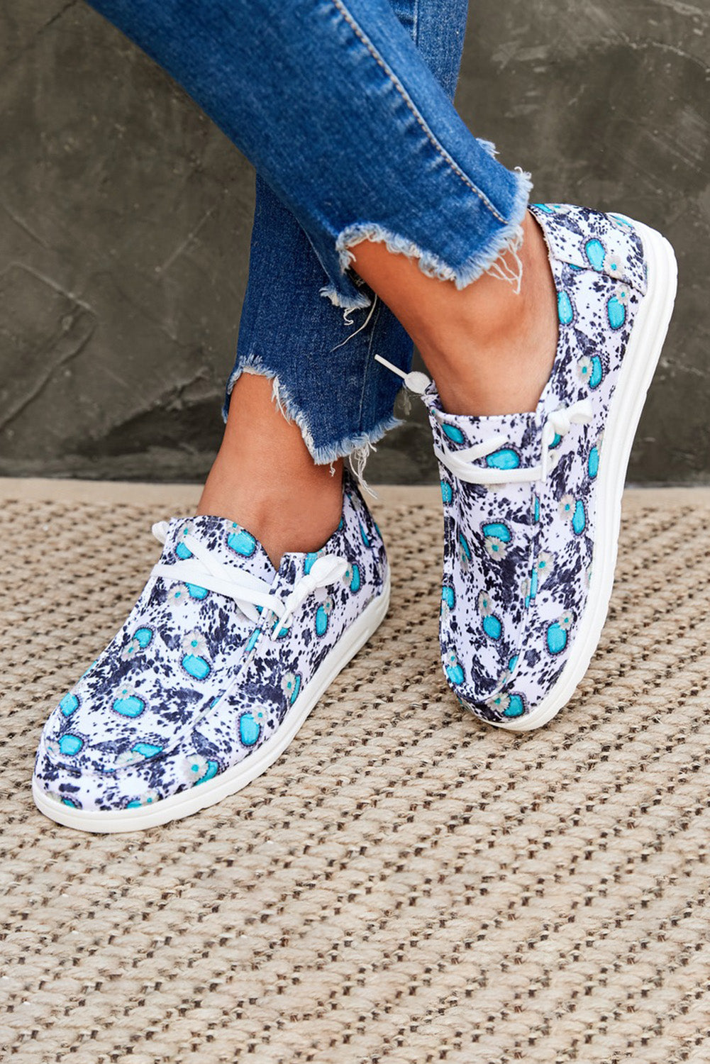 Blue Sunflower Slip On Shoes Women's Shoes JT's Designer Fashion