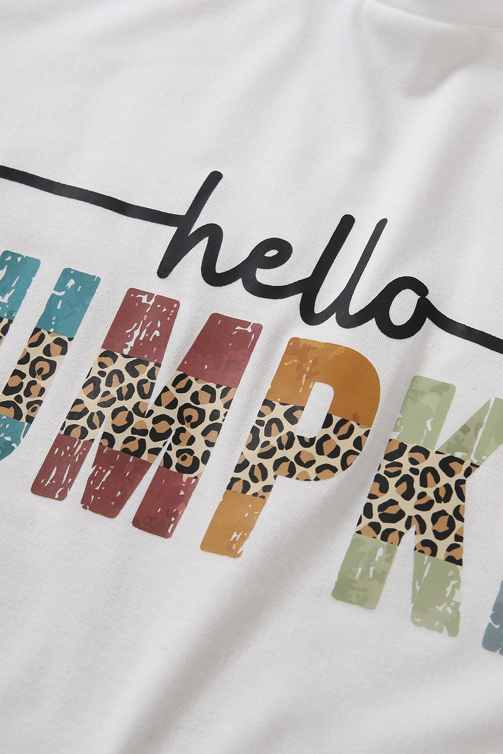 White Hello Pumpkin Graphic Casual Tee Graphic Tees JT's Designer Fashion