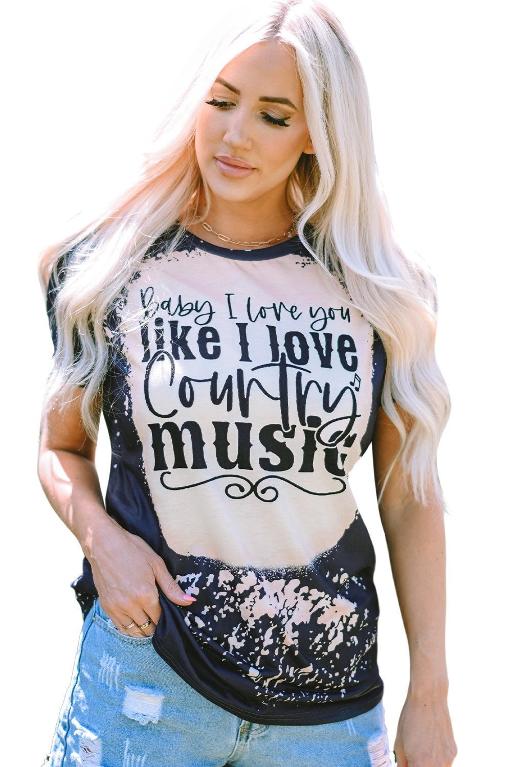 Black Baby I Love You Like I Love t Country music Graphic Tee Graphic Tees JT's Designer Fashion