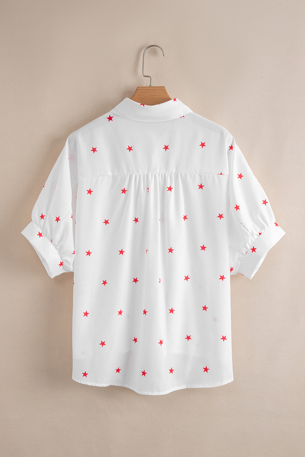 White Red Little Stars Printed Loose Half Sleeve Shirt Pre Order Tops JT's Designer Fashion