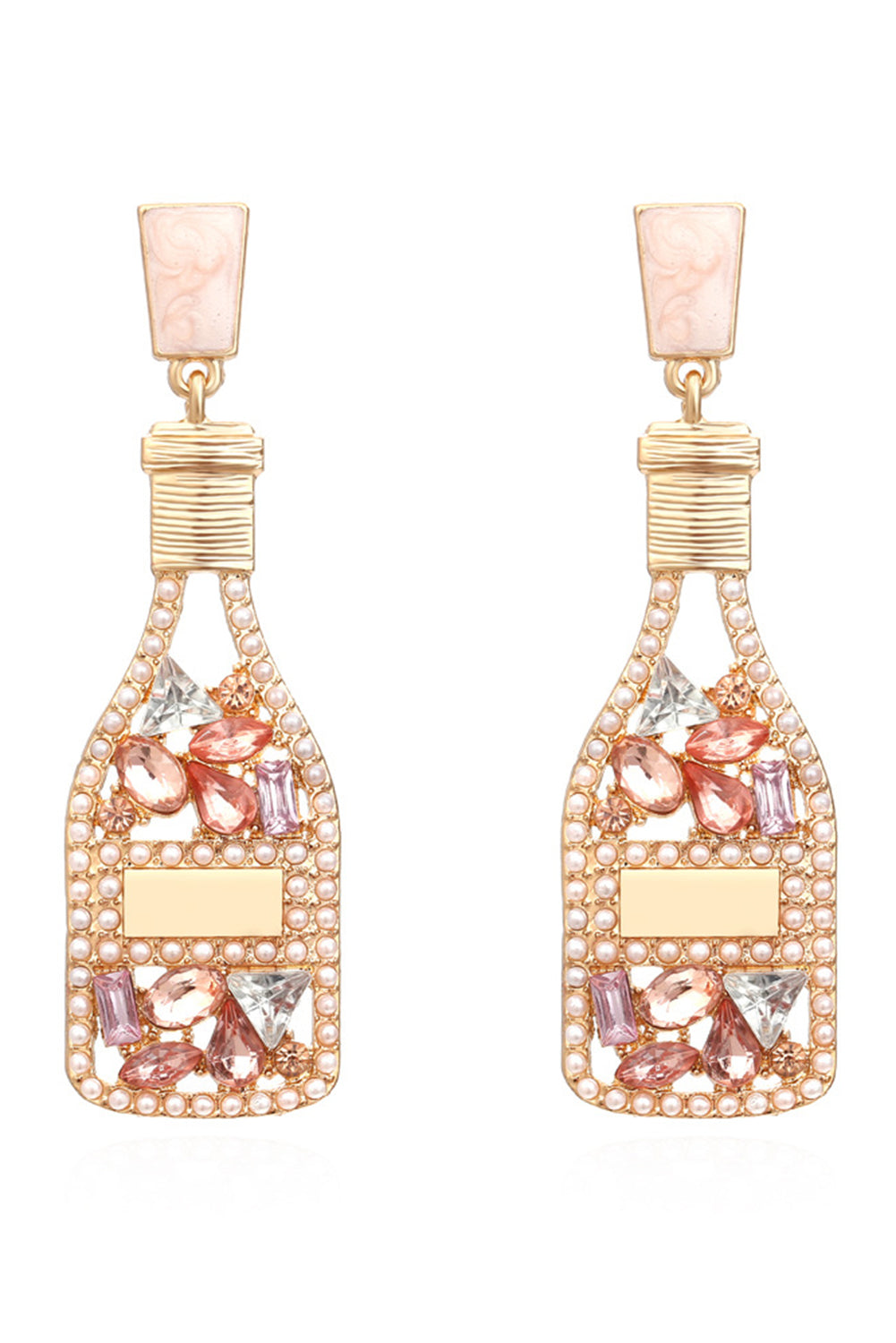 Apricot Crystals Champagne Bottle Earrings Jewelry JT's Designer Fashion