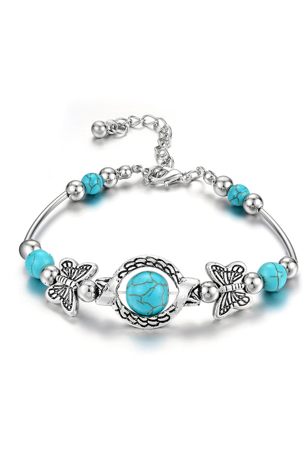 Turquoise Butterfly Beaded Bracelet Jewelry JT's Designer Fashion