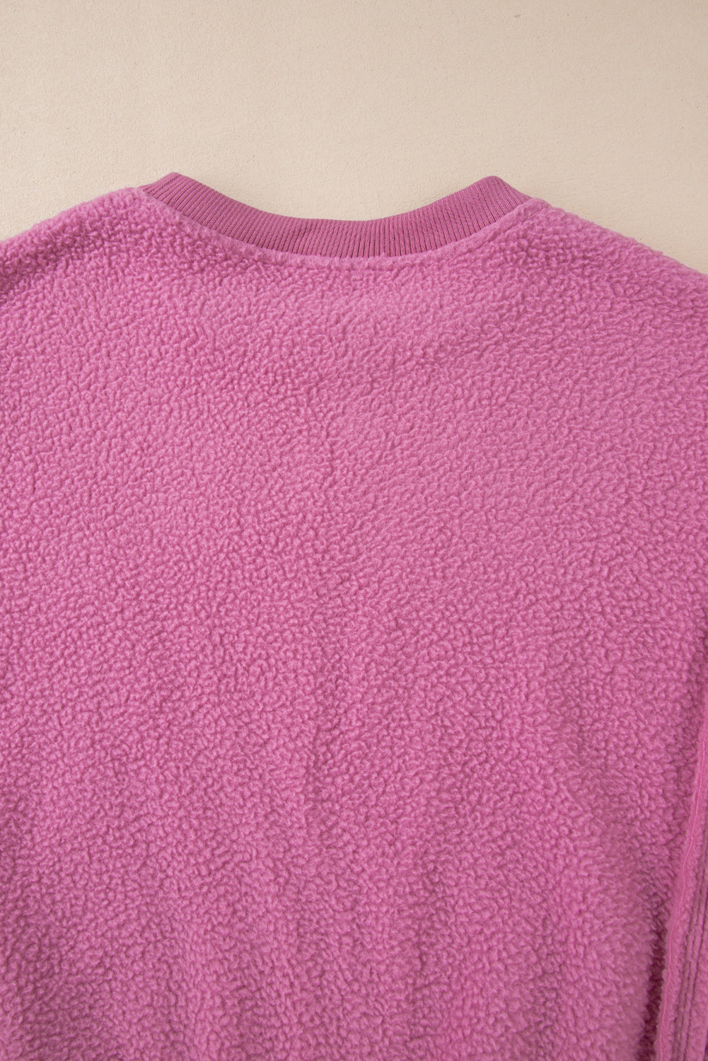 Bright Pink Sherpa Seamed Drop Shoulder Oversized Sweatshirt Sweatshirts & Hoodies JT's Designer Fashion