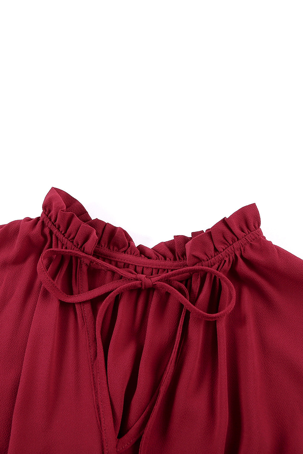 Wine Red Sleeveless V Neck Ruffled Swing Mini Dress Mini Dresses JT's Designer Fashion