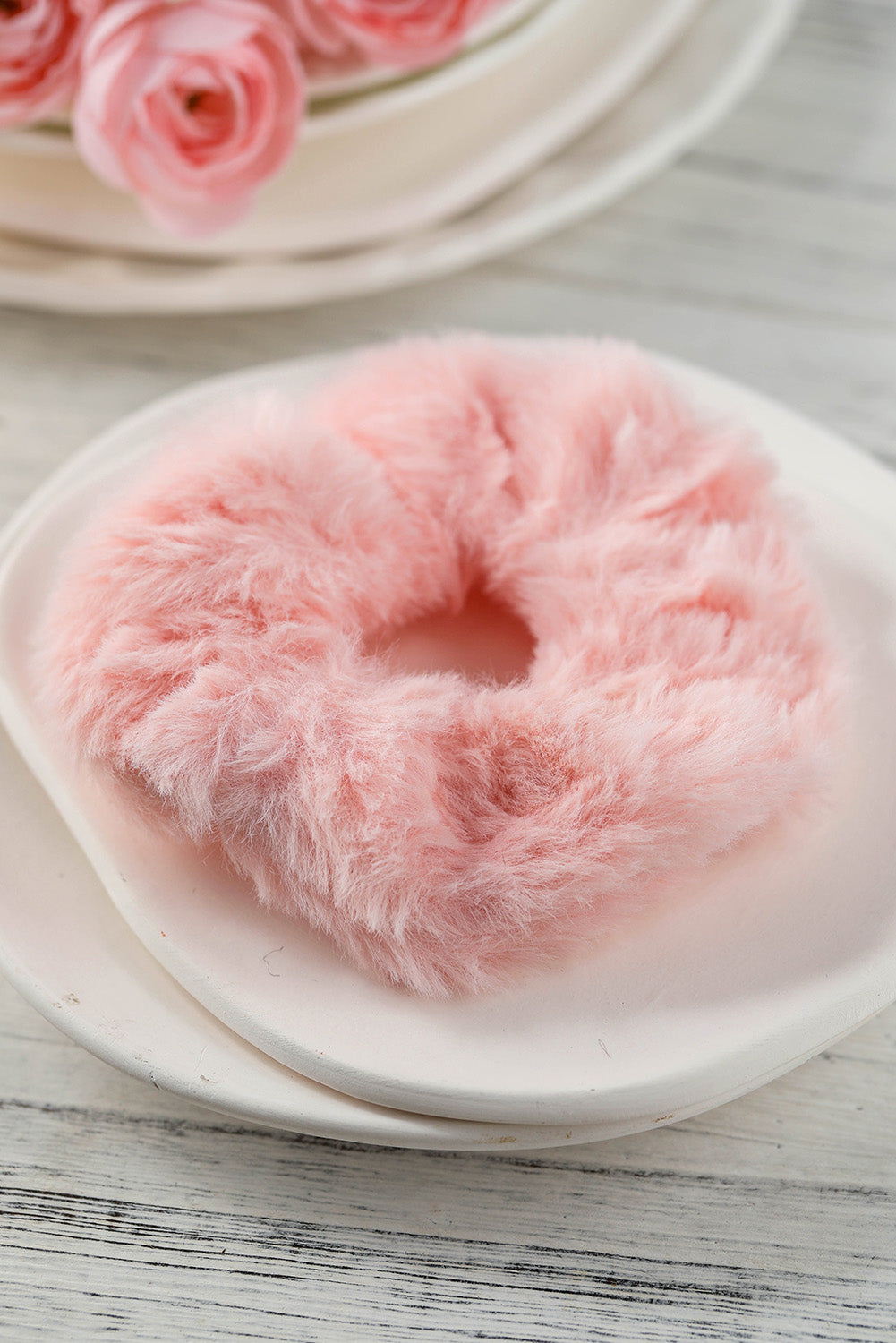 Pink Plush Large Scrunchy Hair Tie Headwear JT's Designer Fashion