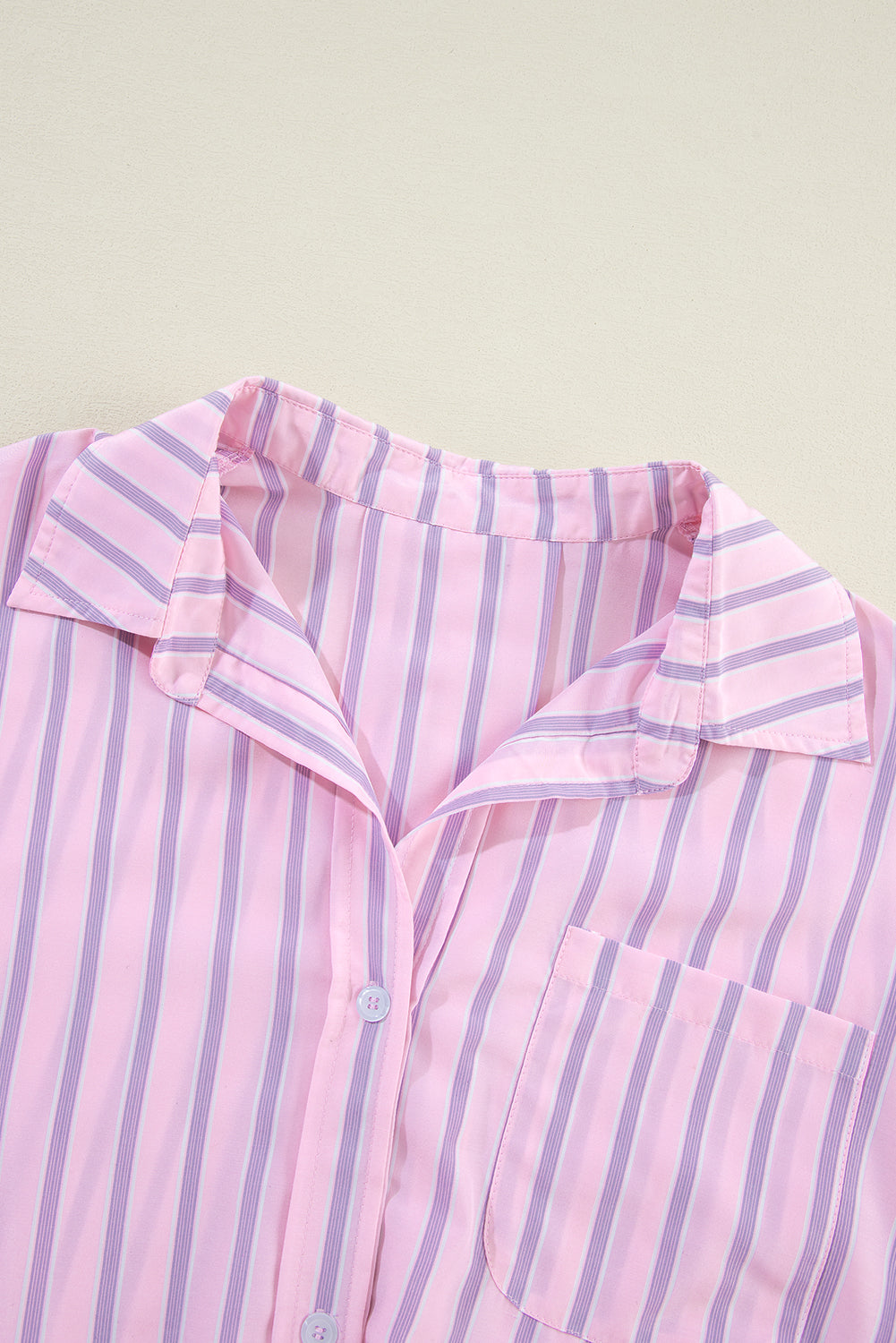 Pink Stripe Chest Pocket Casual Shirt Blouses & Shirts JT's Designer Fashion