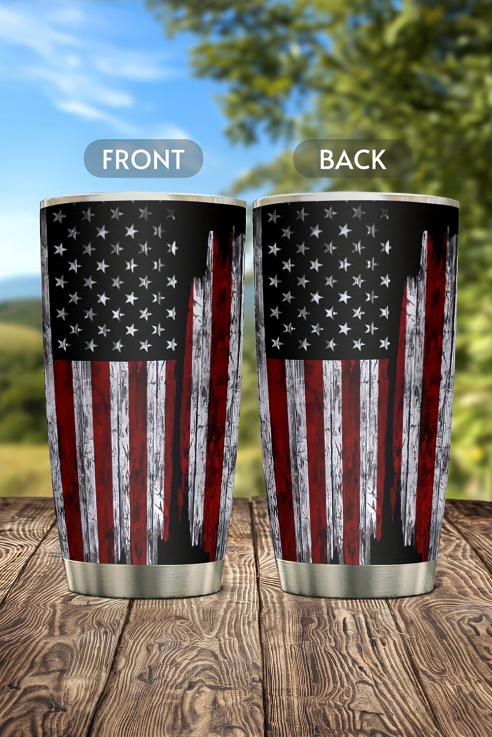 Dirty blue American Flag Stainless Steel Insulated Tumbler 20oz Tumblers JT's Designer Fashion
