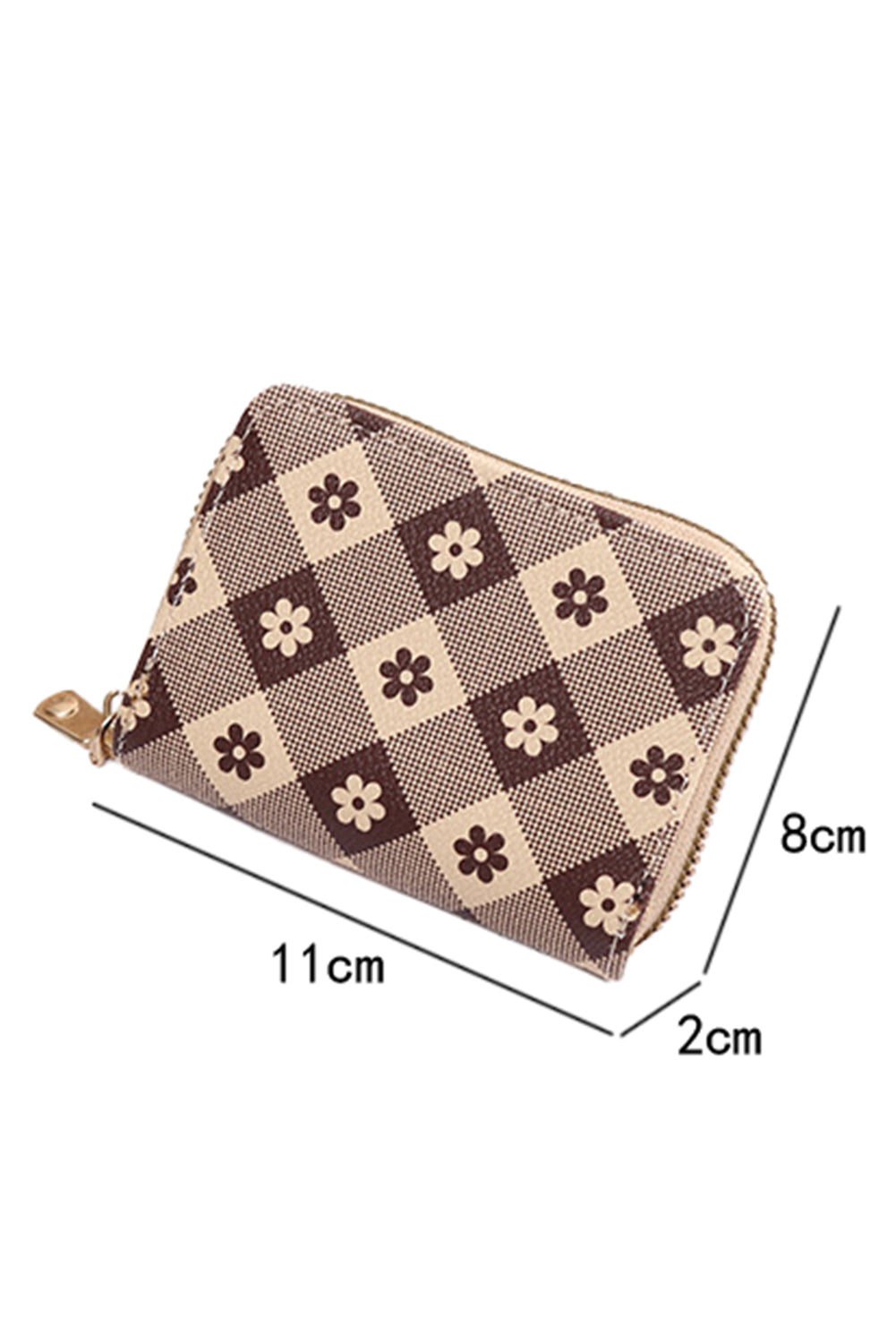 Khaki Flower Checkered PU Leather Wallet Handbags JT's Designer Fashion