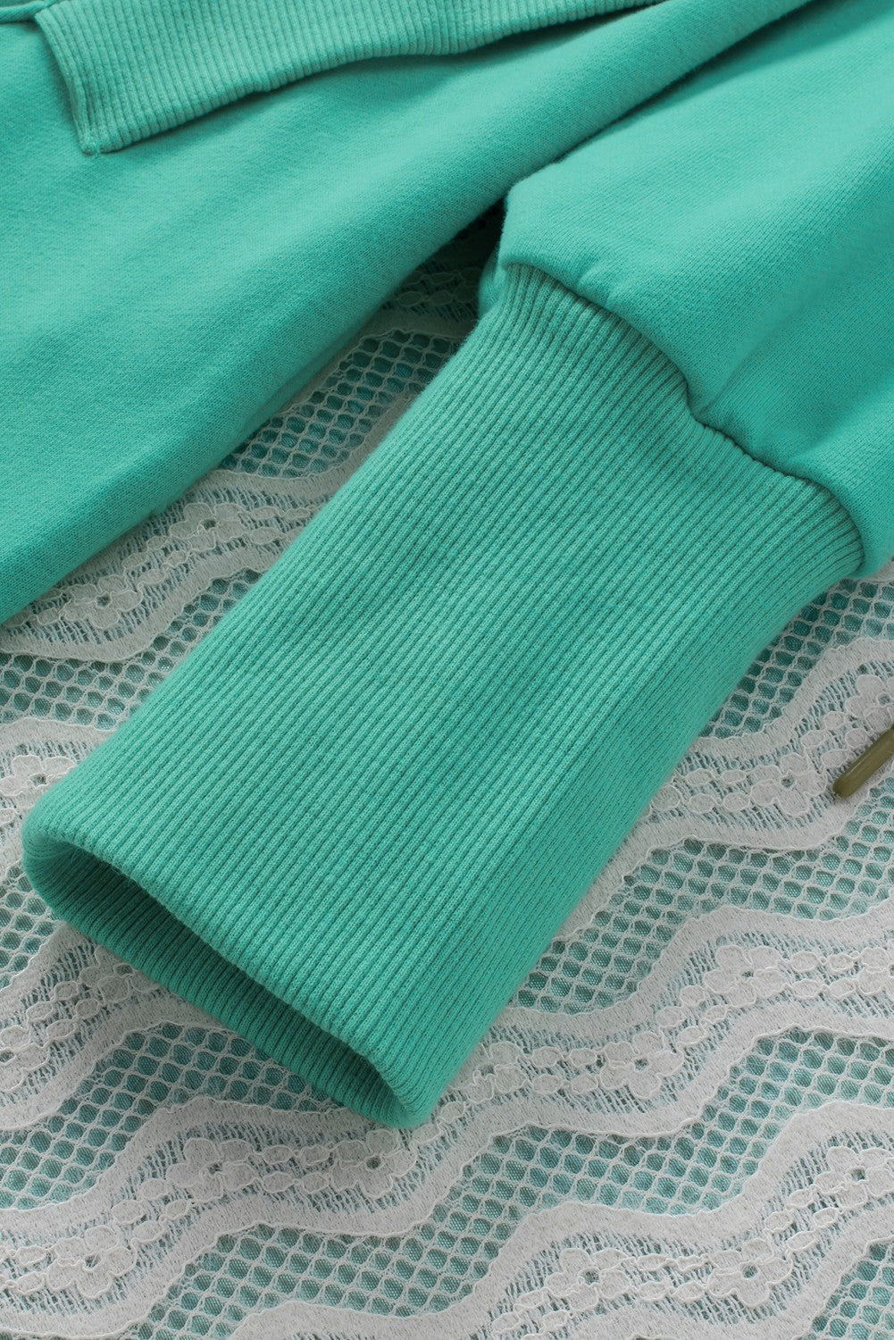 Turquoise Batwing Sleeve Pocketed Henley Hoodie Sweatshirts & Hoodies JT's Designer Fashion