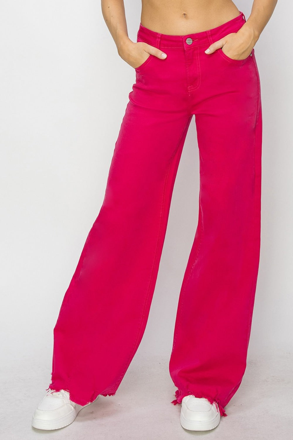 High Rise Wide Leg Jeans Fuchsia High Waist Jeans JT's Designer Fashion