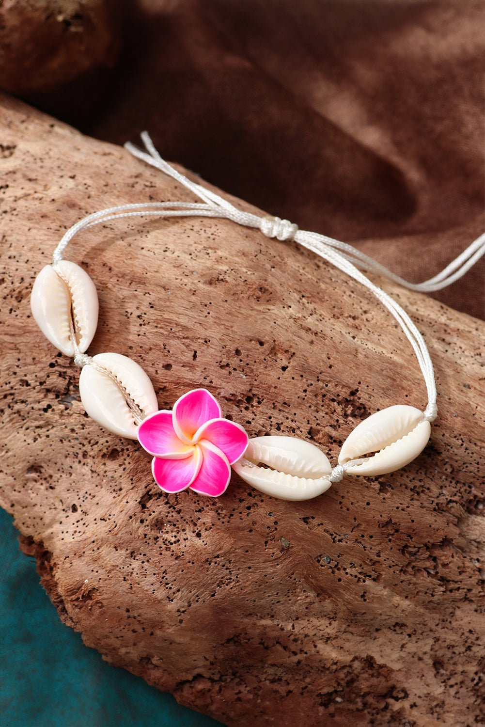 White Flower Seashell Adjustable Bracelet Jewelry JT's Designer Fashion