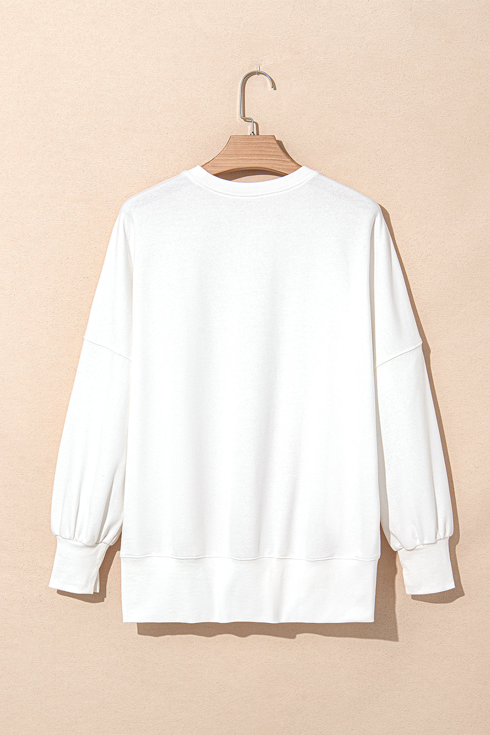 White Sequin Bowknot High Low Oversize Sweatshirt Sweatshirts & Hoodies JT's Designer Fashion