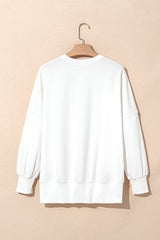 White Sequin Bowknot High Low Oversize Sweatshirt Sweatshirts & Hoodies JT's Designer Fashion