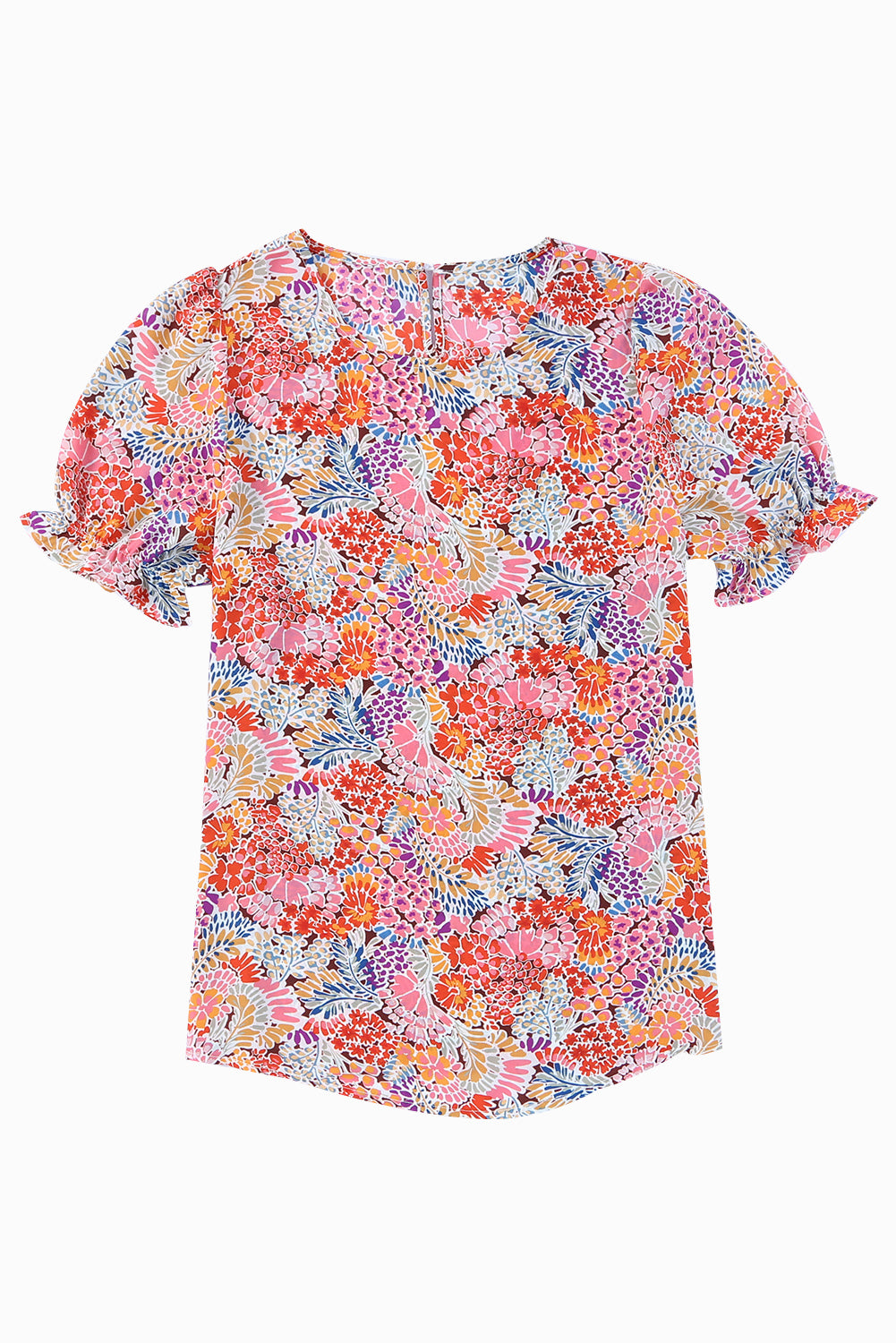 Multicolor Mix Floral Pattern Bubble Sleeve Blouse Blouses & Shirts JT's Designer Fashion