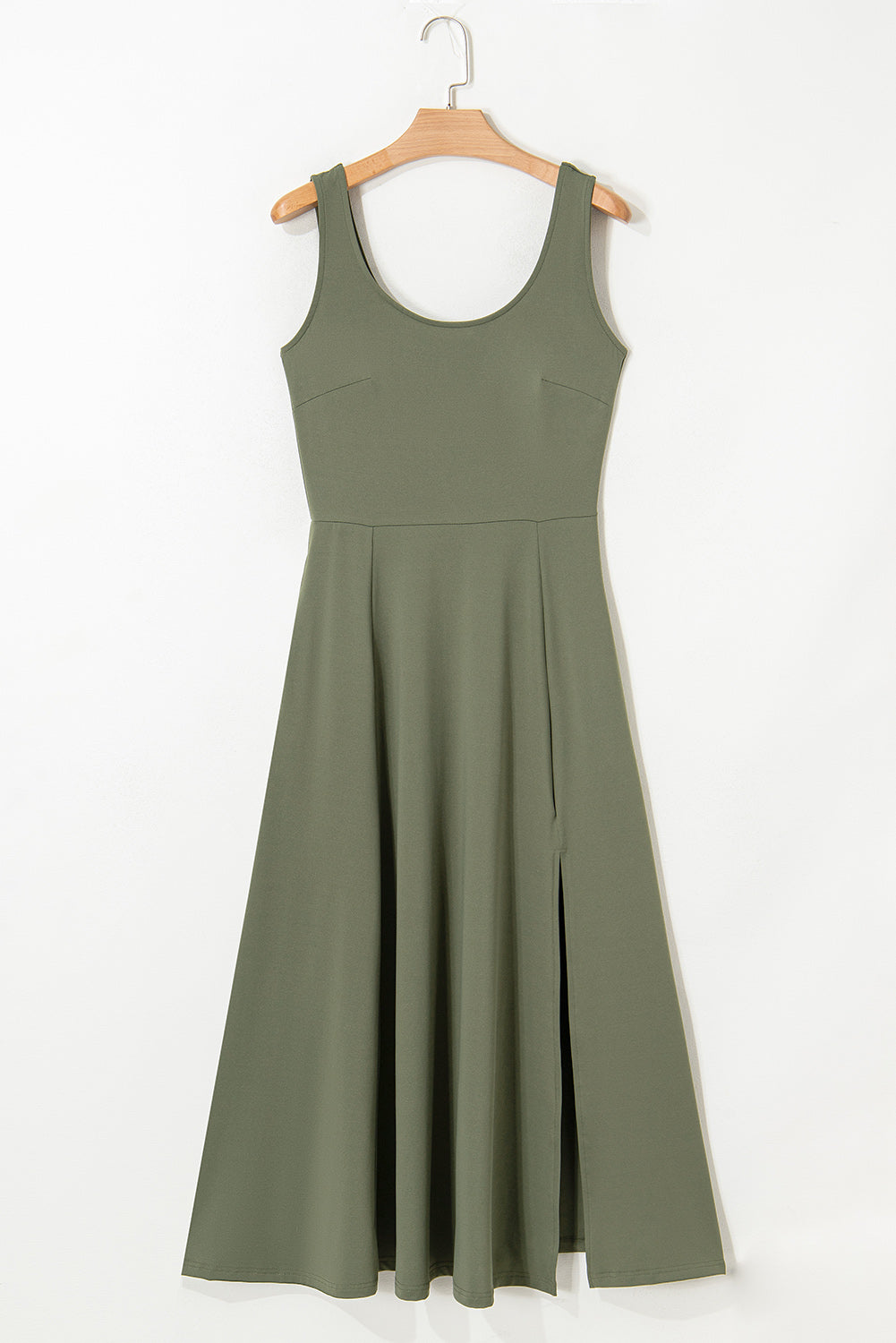 Four Leaf Clover Sleeveless Scoop Neck Flared Split Midi Dress Midi Dresses JT's Designer Fashion