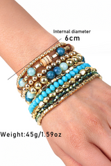 Gold Boho Beaded Multi Layer Elastic Bracelet Set Jewelry JT's Designer Fashion