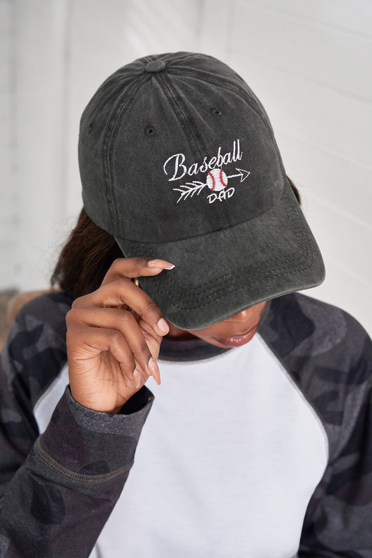 Black Baseball Embroidered Ponytail Vintage Wash Cap Hats & Caps JT's Designer Fashion