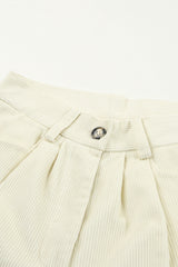 Beige Corduroy High Waist Straight Leg Pants Pants & Culotte JT's Designer Fashion