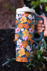 Ashleigh Blue Flower Print Handle Large Thermal Tumbler 40oz Tumblers JT's Designer Fashion