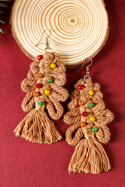 Thai Curry Christmas Beaded Braided Dangle Earrings Jewelry JT's Designer Fashion