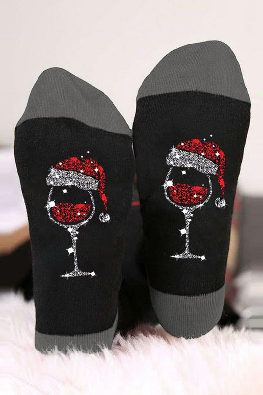 Philippine Gray Christmas Champagne Santa Hat Graphic Socks Socks JT's Designer Fashion