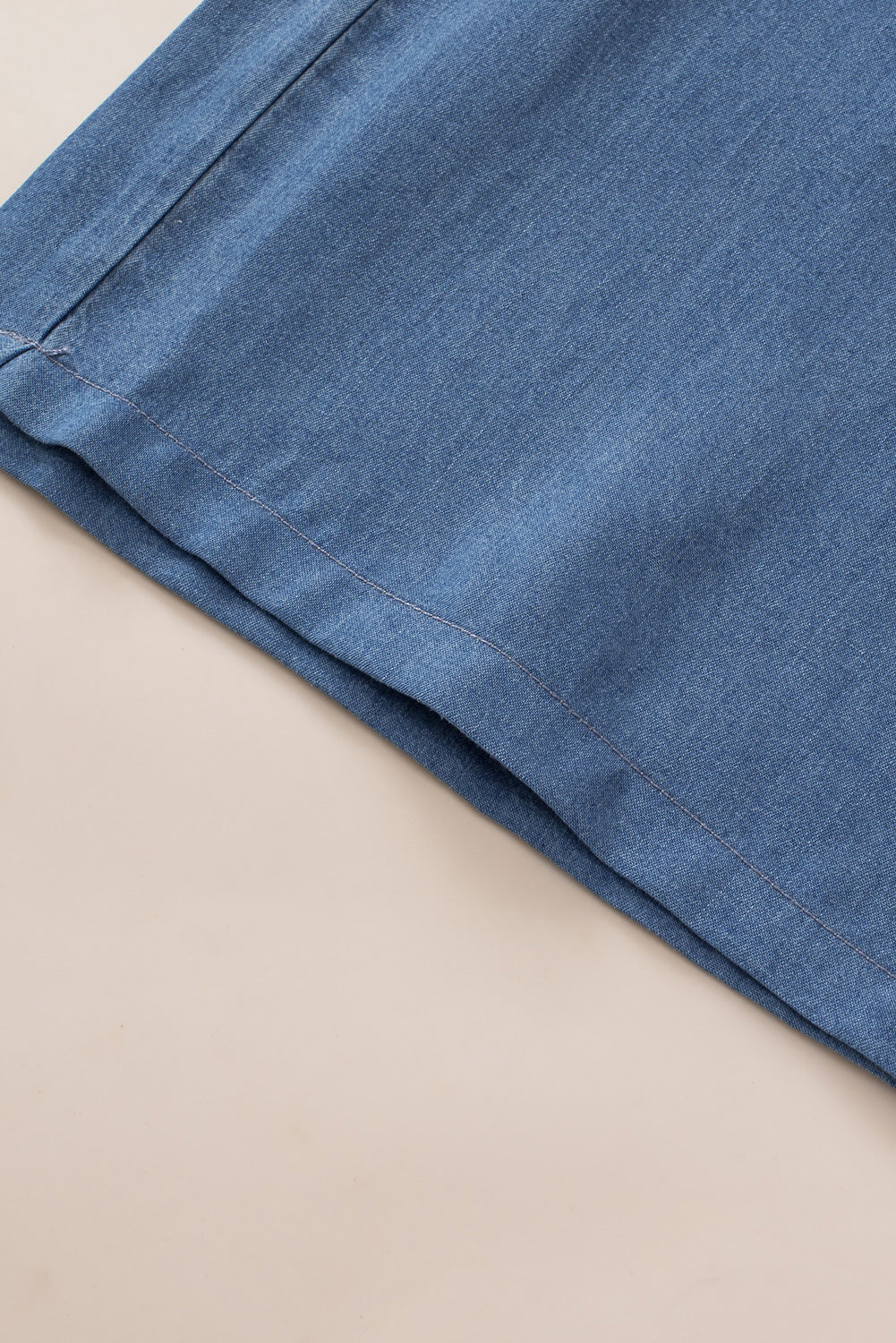 Sky Blue Side Pockets Frilled Smocked High Waist Wide Leg Jeans Bottoms JT's Designer Fashion