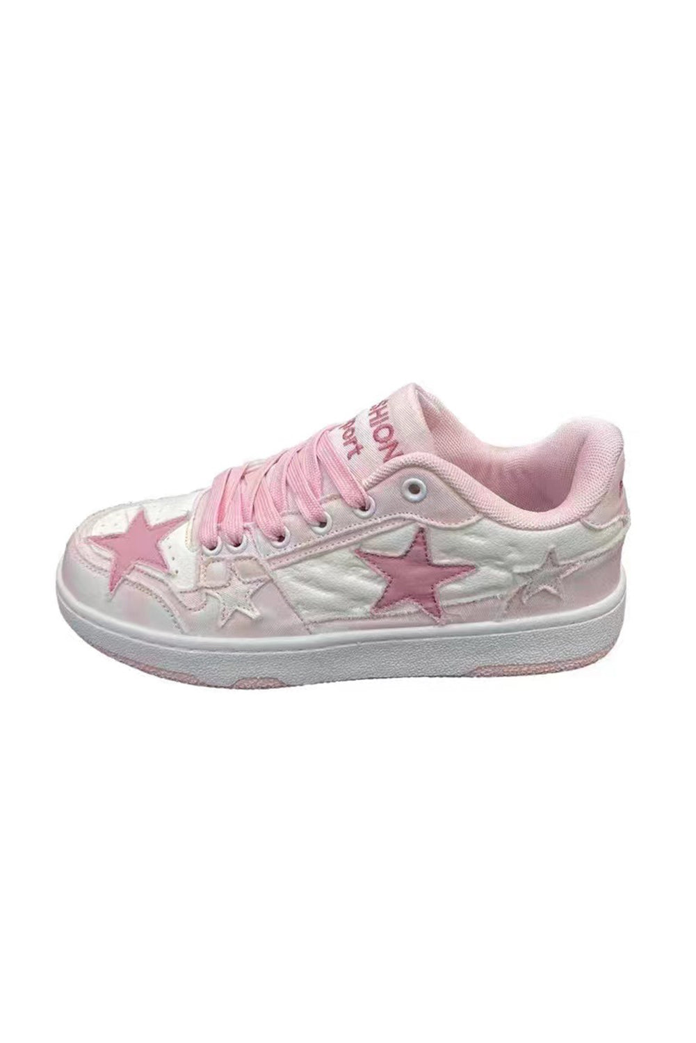 Pink Star Embroidered Color Block Lace-up Flat Shoes Women's Shoes JT's Designer Fashion