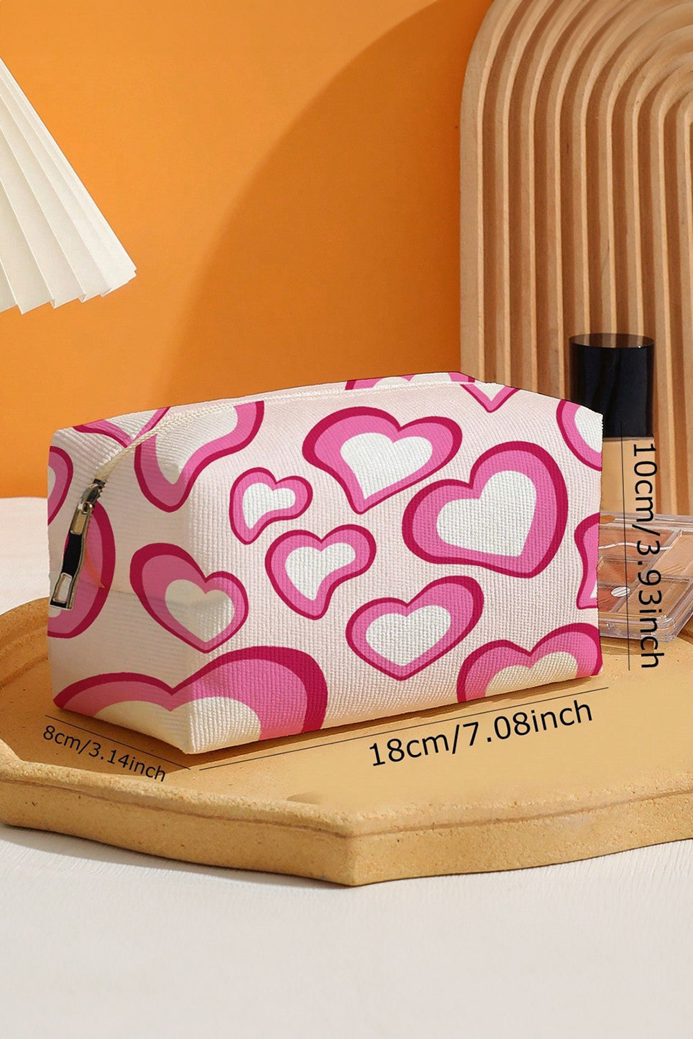 Pink Valentines Fashion Heart Printed Canvas Cosmetic Bag Makeup Bags JT's Designer Fashion