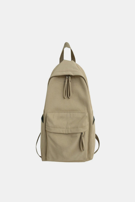 Zip Cotton Backpack Bag Khaki One Size Backpacks JT's Designer Fashion