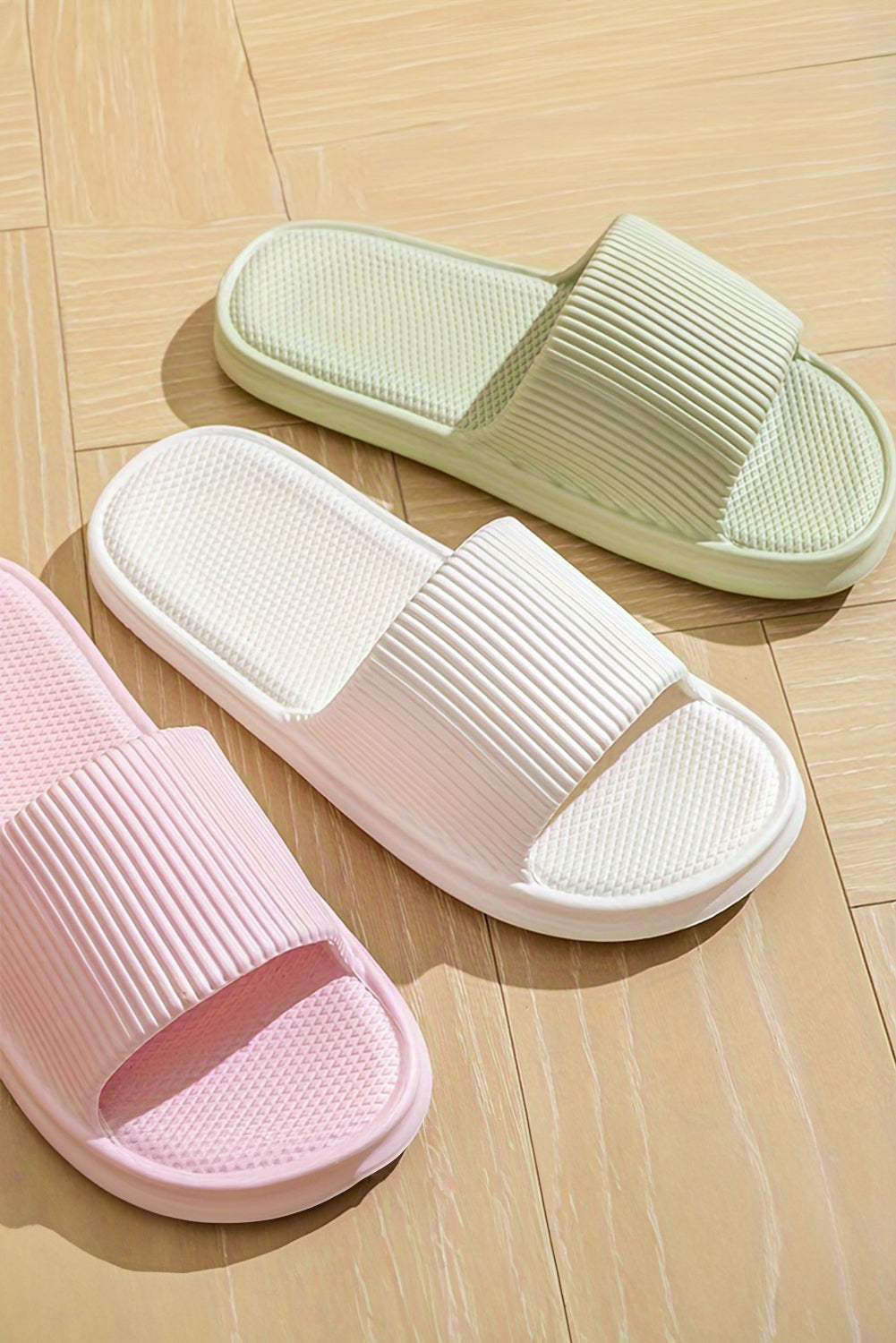 White Textured Thick Sole Soft EVA Home Slippers Slippers JT's Designer Fashion
