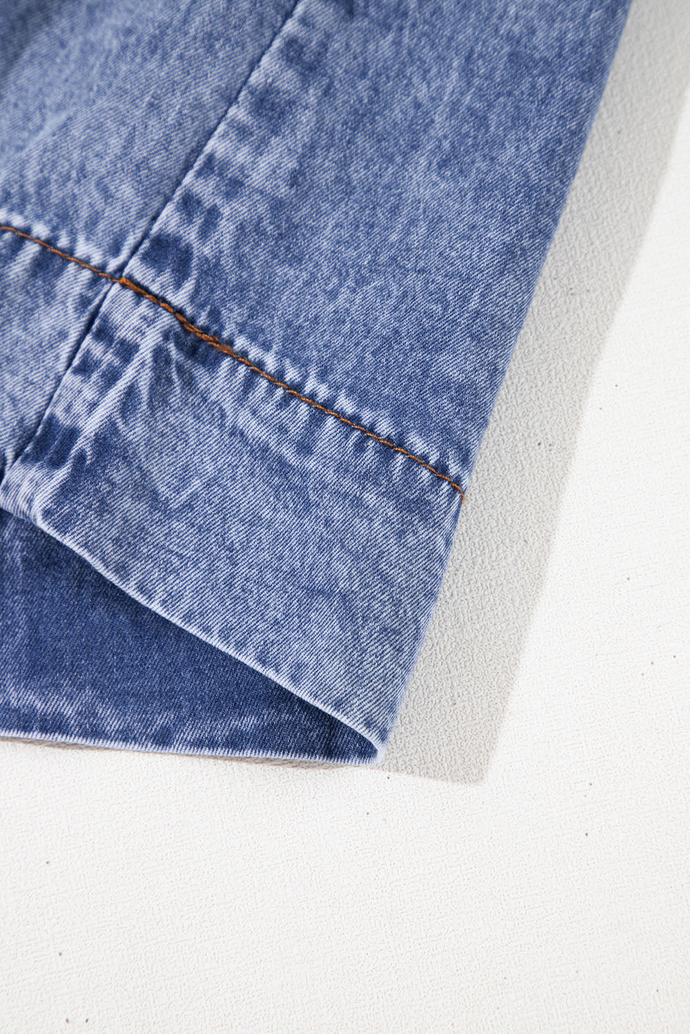 Beau Blue Tie V Neck Tucking Detail Short Sleeve Denim Shift Dress Mini Dresses JT's Designer Fashion