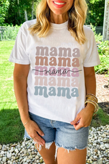White mama Lettering Printed Crew Neck Tee Graphic Tees JT's Designer Fashion