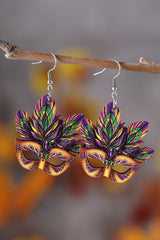 Meadow Mauve Mardi Gras Mask Dangle Hook Earrings Jewelry JT's Designer Fashion