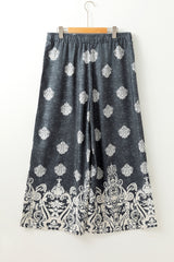 Black Plus Size Geometric Ethnic Print Drawstring Wide Leg Pants Plus Size Bottoms JT's Designer Fashion