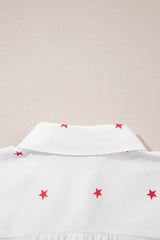 White Red Little Stars Printed Loose Half Sleeve Shirt Pre Order Tops JT's Designer Fashion