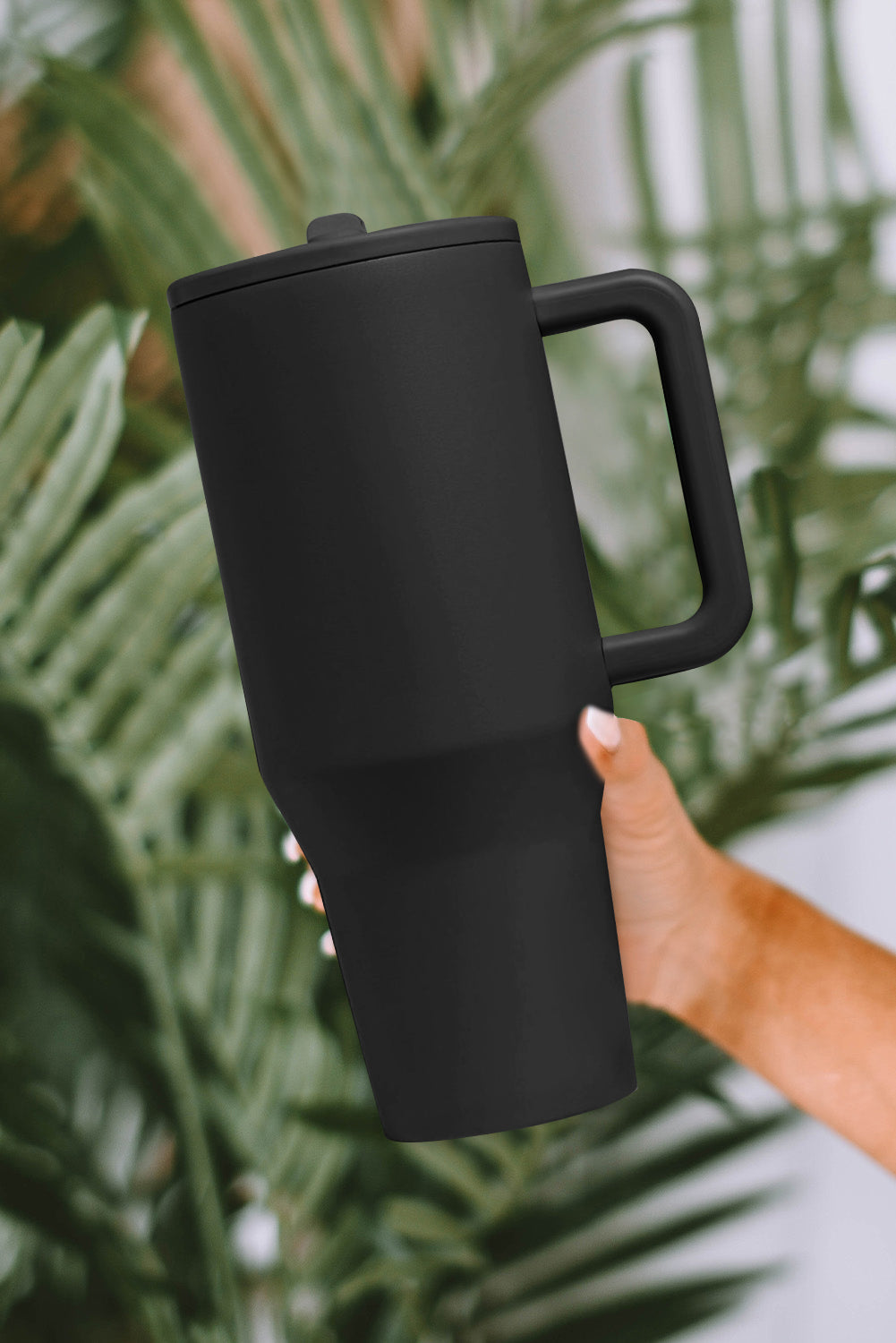 Black Frosted Stainless Handle Large Vacuum Cup with Straw 40oz Tumblers JT's Designer Fashion