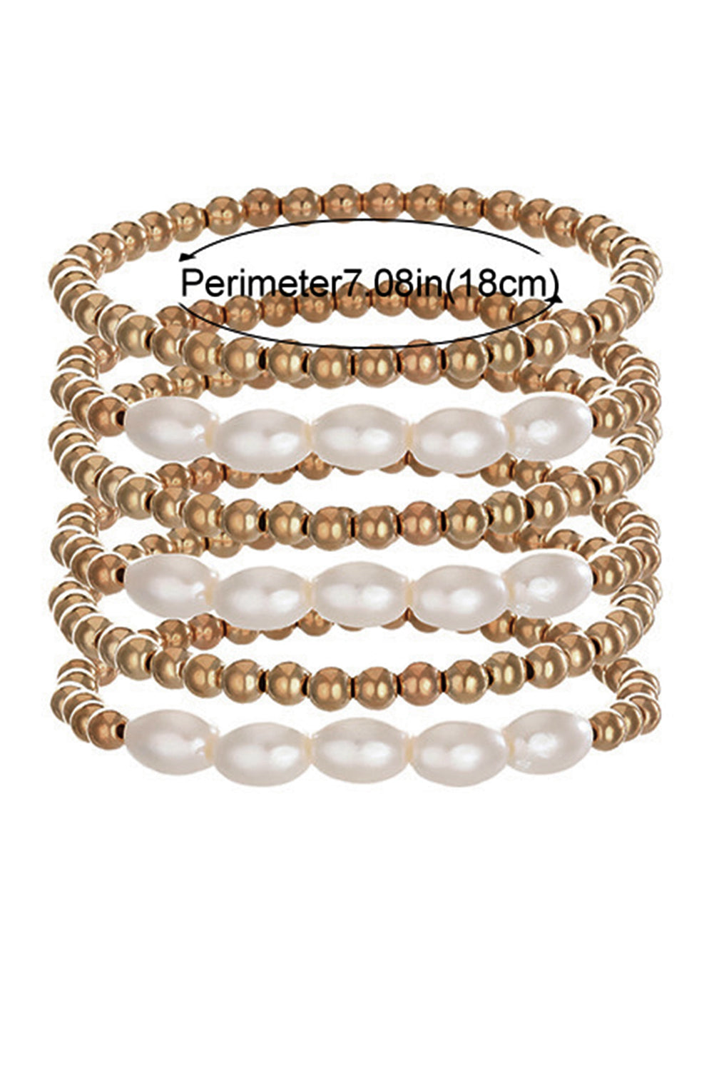 Gold Plated Pearl Beaded 6 Pcs Bracelet Set Jewelry JT's Designer Fashion